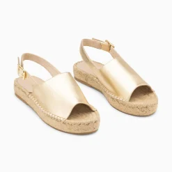 Vanessa Wu Sandales Marjolaine Or A Semelle Espadrille Sale