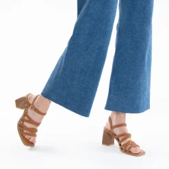 Vanessa Wu Sandales Miranda Camel A Multibrides Tressees Et Talon Haut Clearance