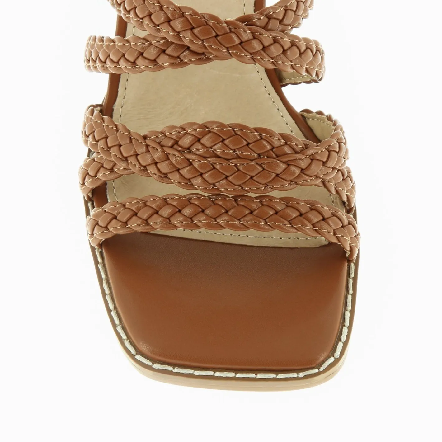 Vanessa Wu Sandales Miranda Camel A Multibrides Tressees Et Talon Haut Clearance