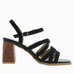 Vanessa Wu Sandales Miranda Noires A Multibrides Tressees Et Talon Haut Outlet
