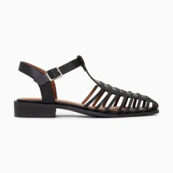 Vanessa Wu Sandales Plates Anne Style Pecheur A Fines Brides Noir Mate Sale