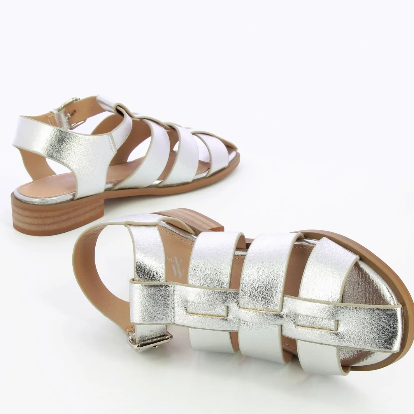 Vanessa Wu Sandales Plates Arielle Argent Style Pecheur Sale