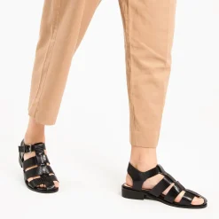 Vanessa Wu Sandales Plates Arielle Noires Style Pecheur Online