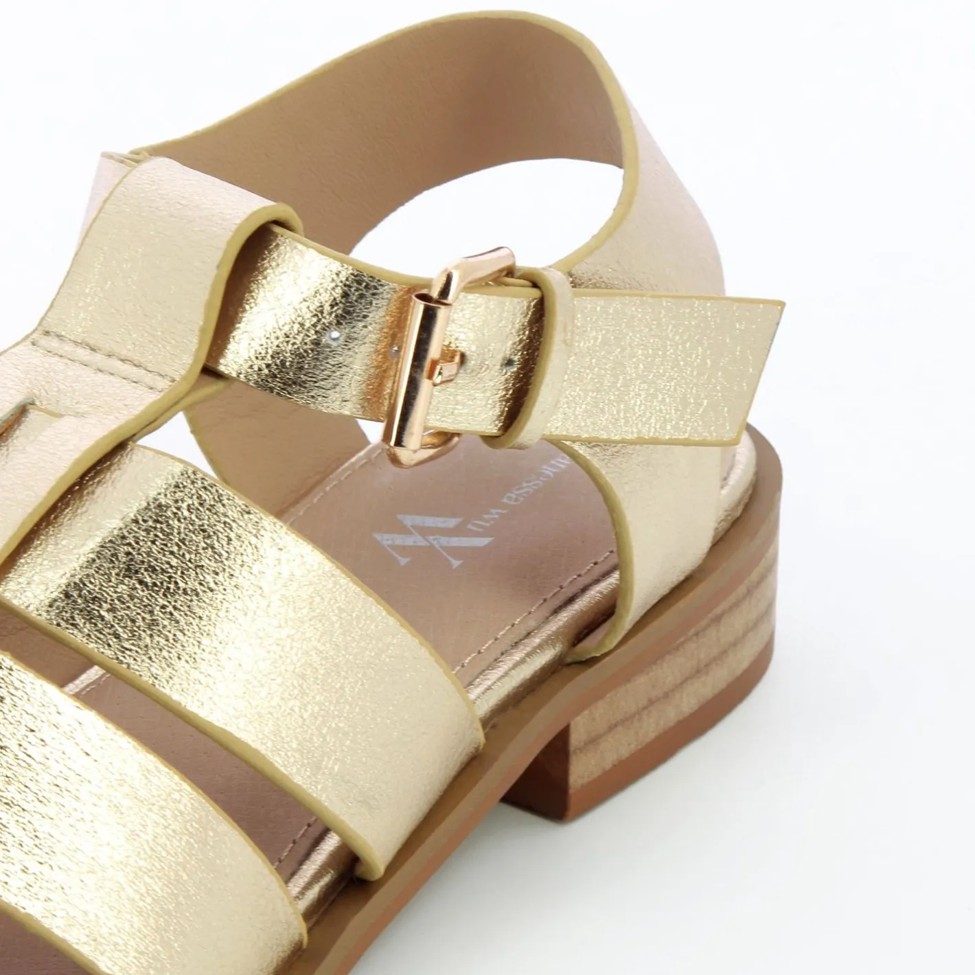 Vanessa Wu Sandales Plates Arielle Or Style Pecheur
