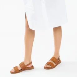 Vanessa Wu Sandales Plates Cassandre Tressees Camel Discount