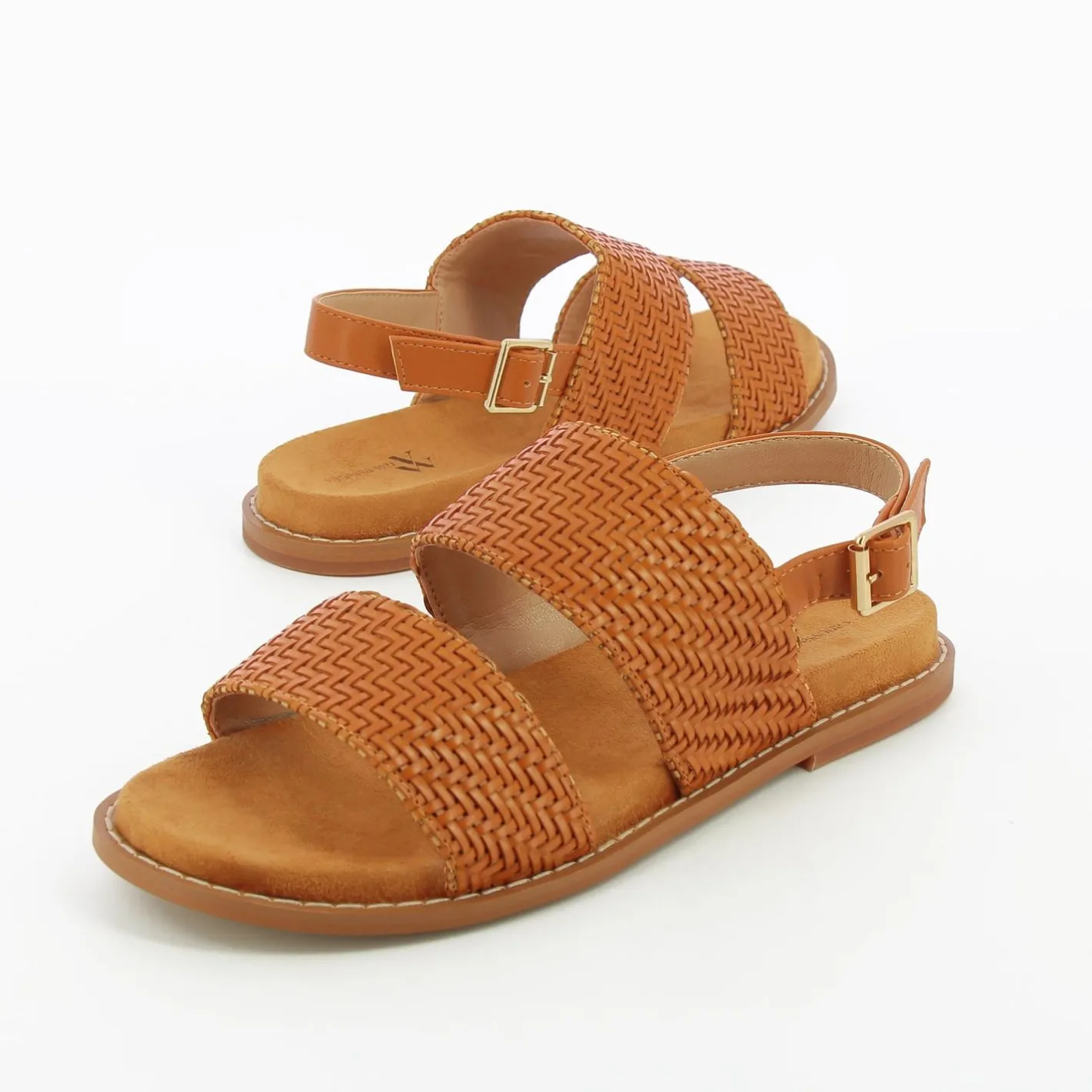 Vanessa Wu Sandales Plates Cassandre Tressees Camel Discount