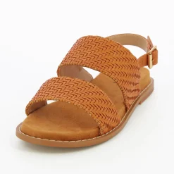 Vanessa Wu Sandales Plates Cassandre Tressees Camel Discount