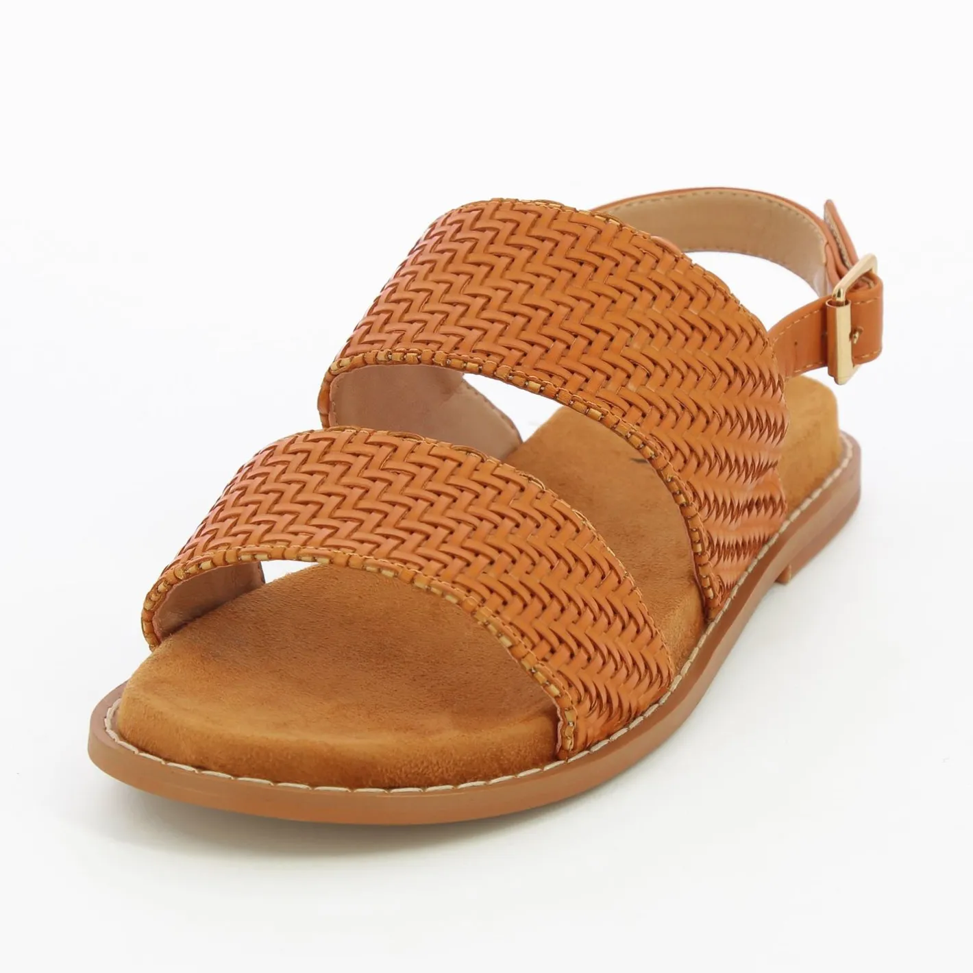Vanessa Wu Sandales Plates Cassandre Tressees Camel Discount