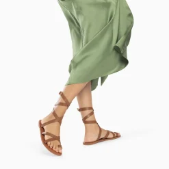 Vanessa Wu Sandales Plates Cassiopee Camel A Laniere De Cheville Trois Tours Et Passe-Pouce Discount