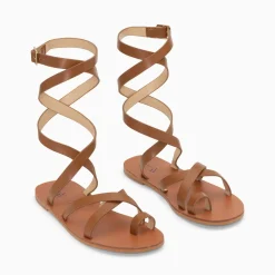 Vanessa Wu Sandales Plates Cassiopee Camel A Laniere De Cheville Trois Tours Et Passe-Pouce Discount