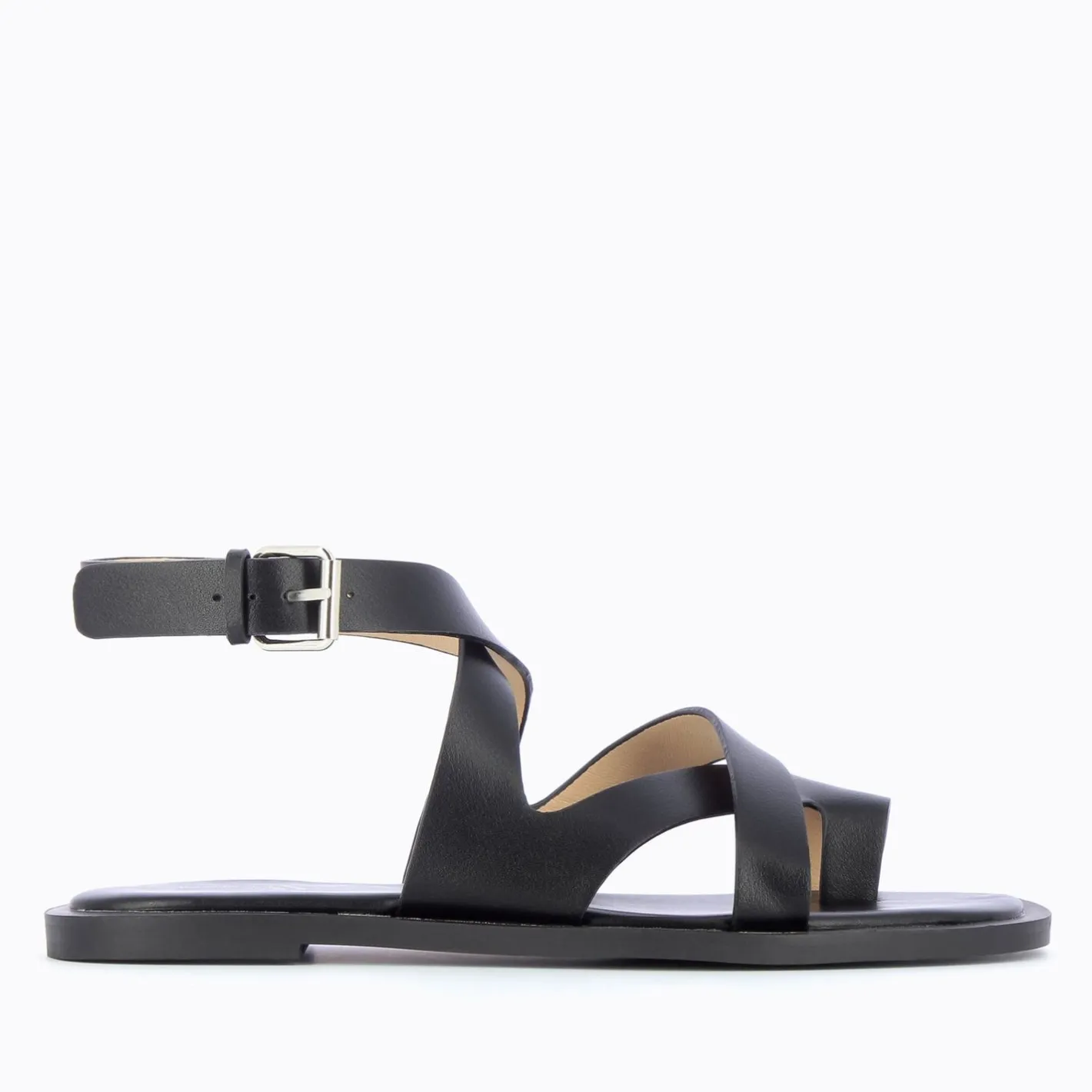 Vanessa Wu Sandales Plates Magali Noires A Passe-Pouce Best