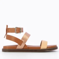 Vanessa Wu Sandales Plates Ninon Camel A Brides Rose Gold Et Rose Pale Outlet