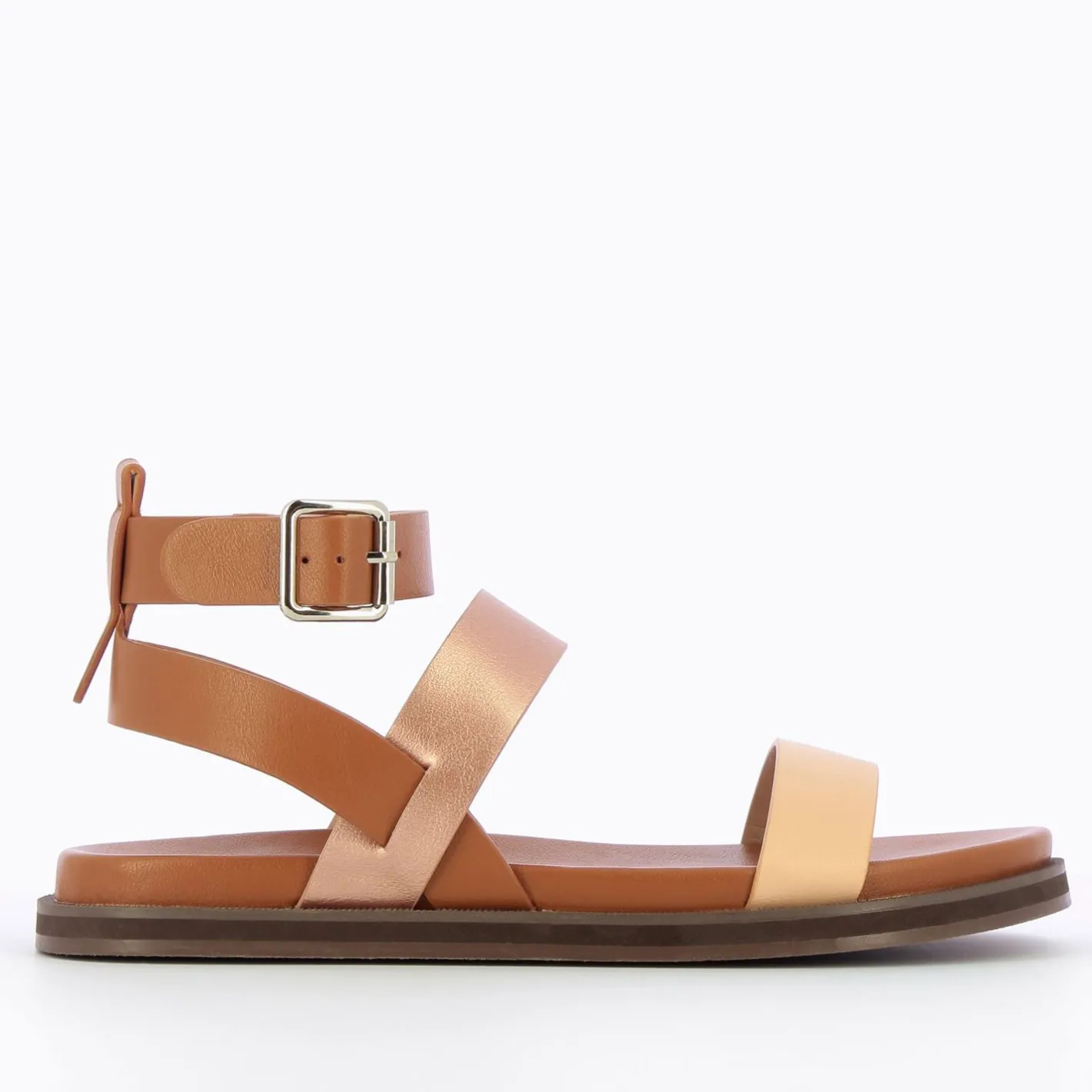 Vanessa Wu Sandales Plates Ninon Camel A Brides Rose Gold Et Rose Pale Outlet