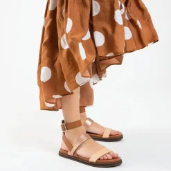 Vanessa Wu Sandales Plates Ninon Camel A Brides Rose Gold Et Rose Pale Outlet