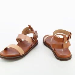 Vanessa Wu Sandales Plates Ninon Camel A Brides Rose Gold Et Rose Pale Outlet