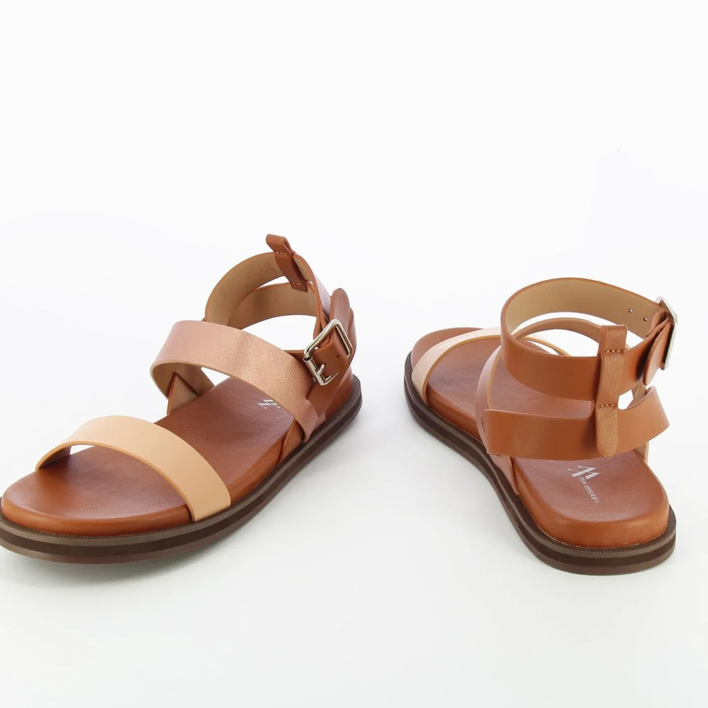Vanessa Wu Sandales Plates Ninon Camel A Brides Rose Gold Et Rose Pale Outlet