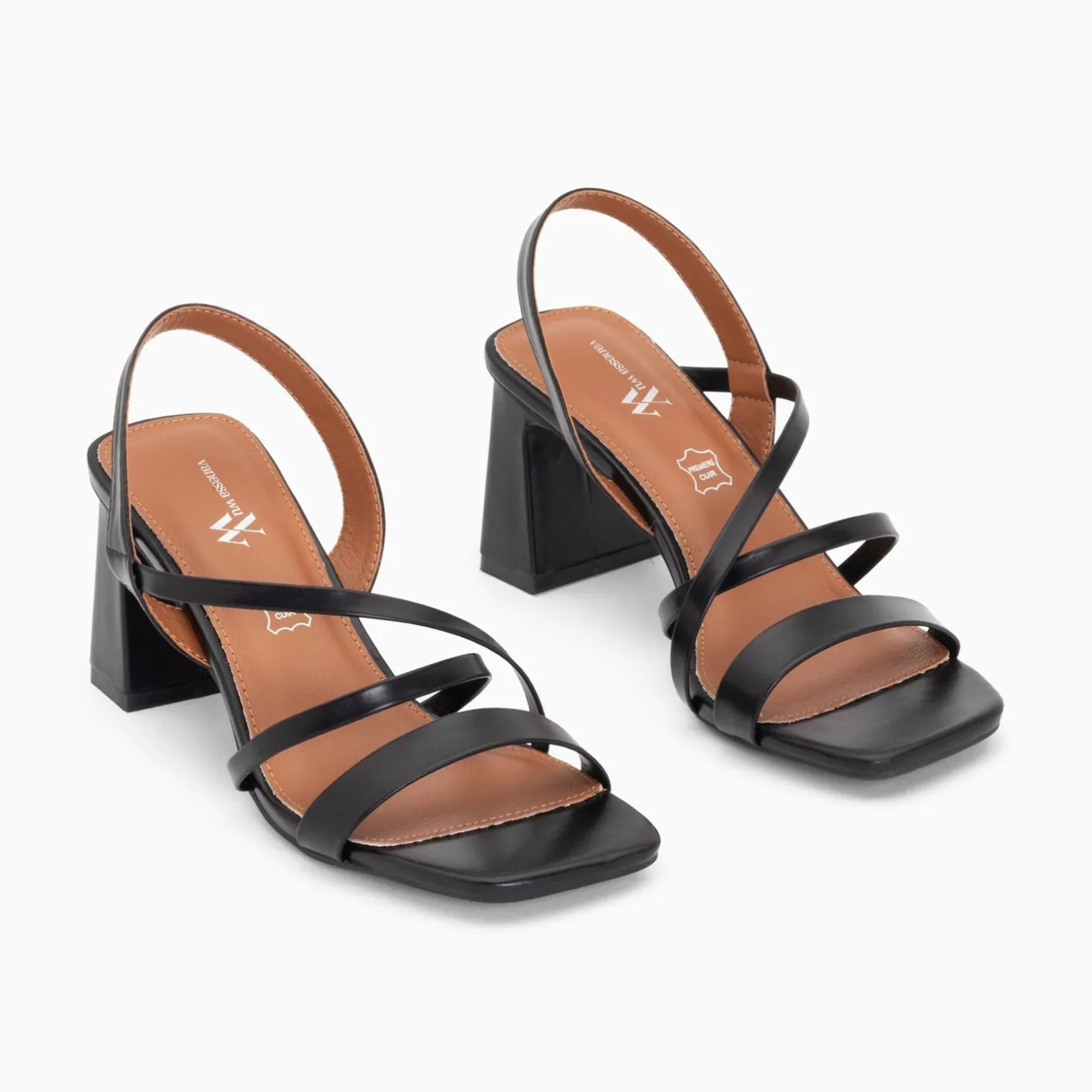 Vanessa Wu Sandales Priscilla Noires A Fines Brides Et Talon Haut Discount
