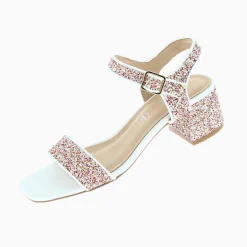 Vanessa Wu Sandales Ruby Blanches Pailletees A Petit Talon Bloc Online