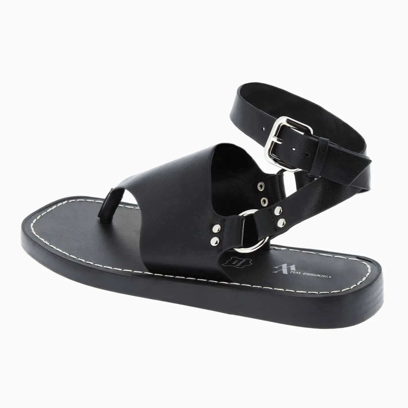 Vanessa Wu Sandales Tina Noires A Bride Entre-Doigts Outlet