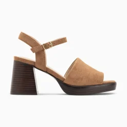Vanessa Wu Sandales Tyrah Camel A Plateforme Et Talon Bois Discount