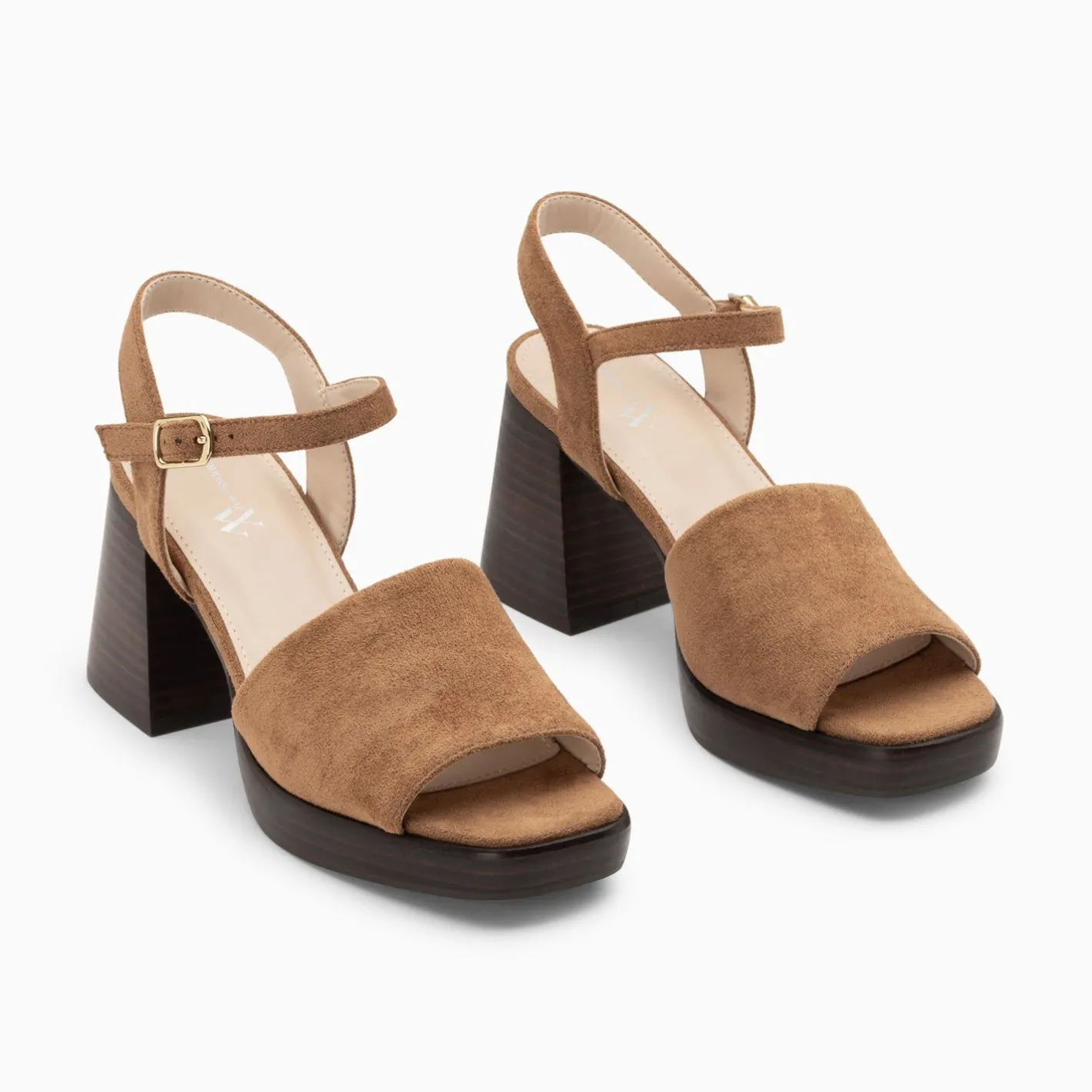 Vanessa Wu Sandales Tyrah Camel A Plateforme Et Talon Bois Discount