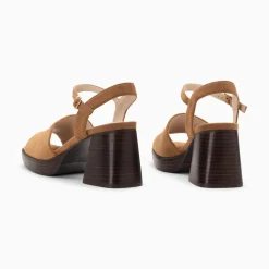 Vanessa Wu Sandales Tyrah Camel A Plateforme Et Talon Bois Discount
