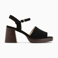 Vanessa Wu Sandales Tyrah Noires A Plateforme Et Talon Bois